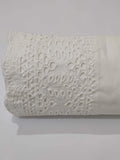 Unstitched Cotton Chikankari Embroidered Trouser Fabric Egg White TR-01