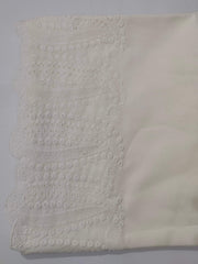 Unstitched Cotton Chikankari Embroidered Trouser Fabric Egg White TR-02 - FaisalFabrics.pk