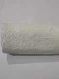 Unstitched Cotton Chikankari Embroidered Trouser Fabric Egg White TR-03