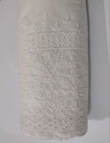 Unstitched Cotton Chikankari Embroidered Trouser Fabric Egg White TR-03 - FaisalFabrics.pk