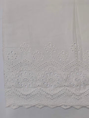 Unstitched Cotton Chikankari Embroidered Trouser Fabric Egg White TR-04 - FaisalFabrics.pk