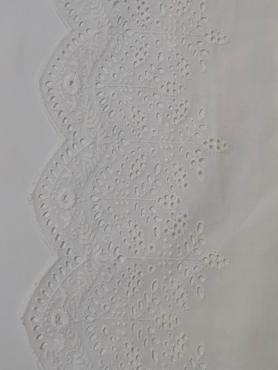 Unstitched Cotton Chikankari Embroidered Trouser Fabric Egg White TR-05 - FaisalFabrics.pk