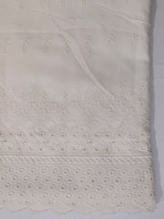 Unstitched Cotton Chikankari Embroidered Trouser Fabric Egg White TR-09 - FaisalFabrics.pk