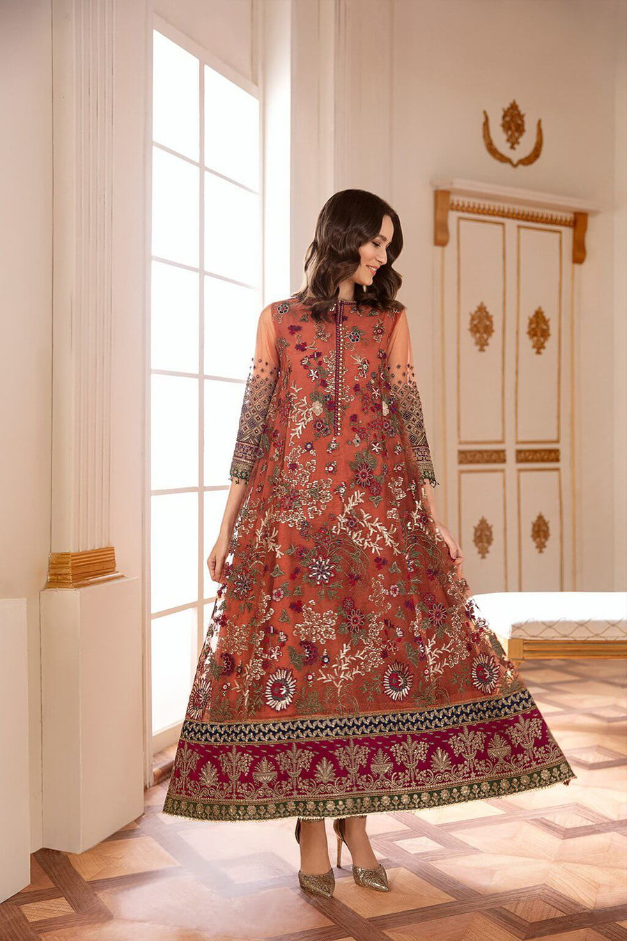Baroque Chantelle Embroidered Chiffon 2020 3 Piece Suit D-03 Dandelion - FaisalFabrics.pk