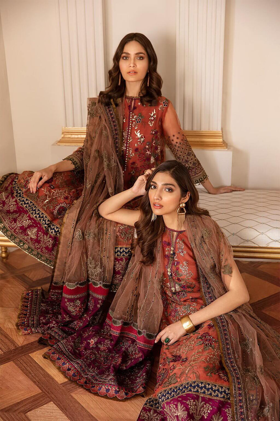 Baroque Chantelle Embroidered Chiffon 2020 3 Piece Suit D-03 Dandelion - FaisalFabrics.pk