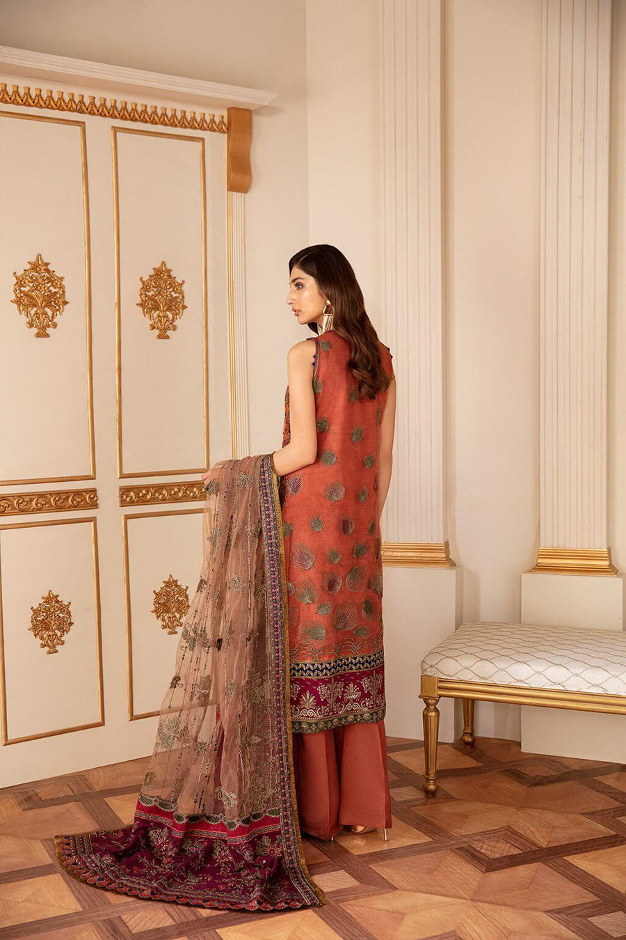 Baroque Chantelle Embroidered Chiffon 2020 3 Piece Suit D-03 Dandelion - FaisalFabrics.pk
