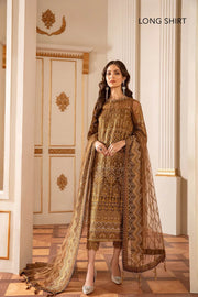 Baroque Chantelle Embroidered Chiffon 2020 3 Piece Suit D-07 Sun Dust - FaisalFabrics.pk