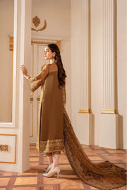 Baroque Chantelle Embroidered Chiffon 2020 3 Piece Suit D-07 Sun Dust - FaisalFabrics.pk