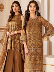 Baroque Chantelle Embroidered Chiffon 2020 3 Piece Suit D-07 Sun Dust - FaisalFabrics.pk