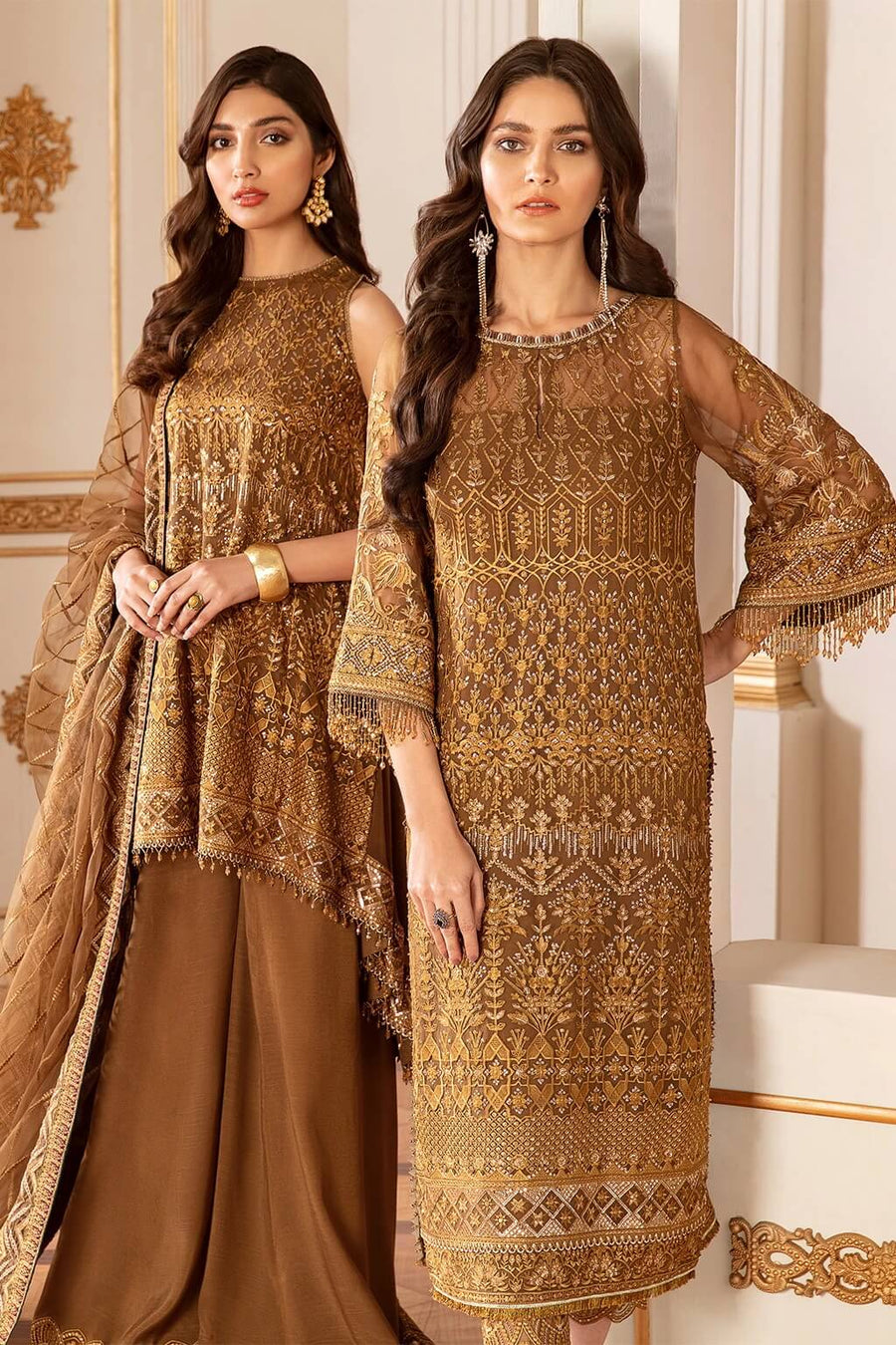 Baroque Chantelle Embroidered Chiffon 2020 3 Piece Suit D-07 Sun Dust - FaisalFabrics.pk