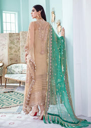 Afrozeh La Fuchsia Luxury Chiffon Unstitched 3 Piece Suit D-02 Candle Light - FaisalFabrics.pk