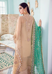 Afrozeh La Fuchsia Luxury Chiffon Unstitched 3 Piece Suit D-02 Candle Light - FaisalFabrics.pk
