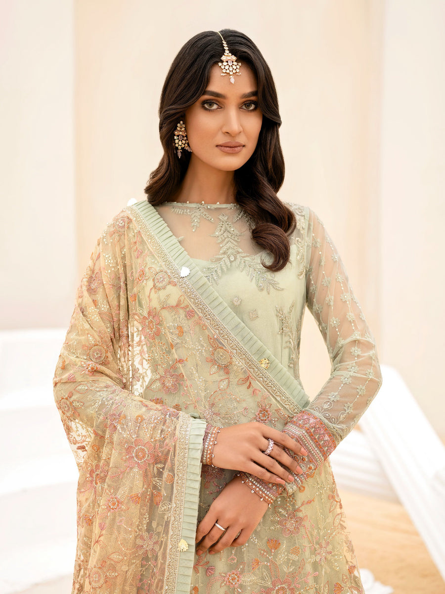 IZNIK Chinon Unstitched Embroidered Net 3Pc Suit CC-05 Eviana