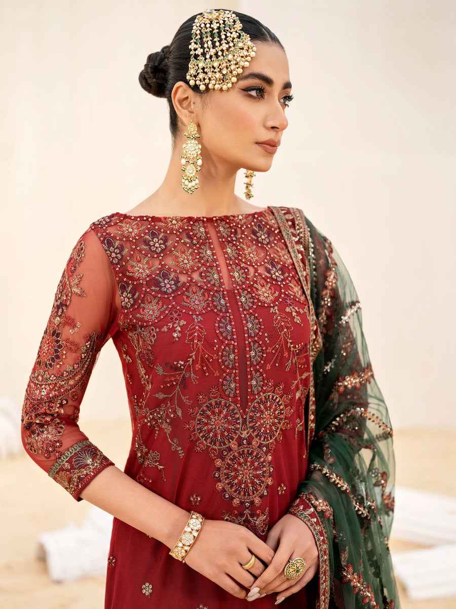 IZNIK Chinon Unstitched Embroidered Net 3Pc Suit CC-06 Saisa