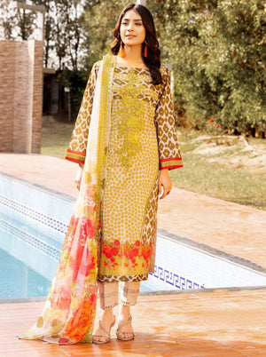 Charizma Combination Embroidered Lawn Unstitched 3 Piece Suit CC-09