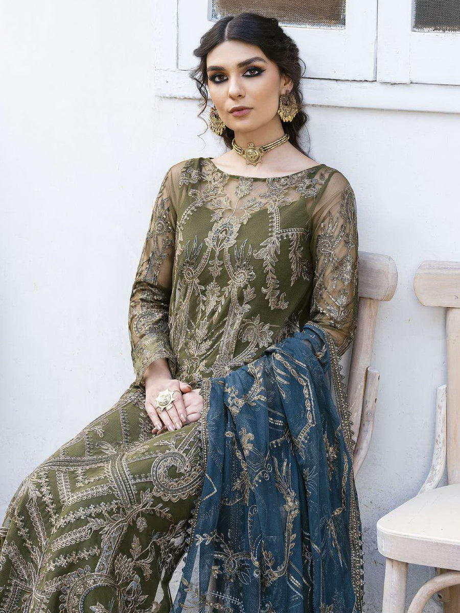 IZNIK Chinon Vol-02 Embroidered Net Unstitched 3Pc Suit CC-16 Kamila