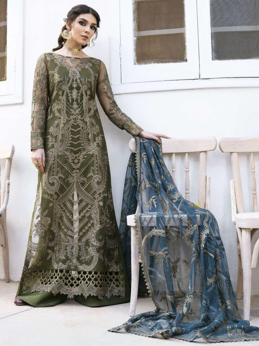 IZNIK Chinon Vol-02 Embroidered Net Unstitched 3Pc Suit CC-16 Kamila