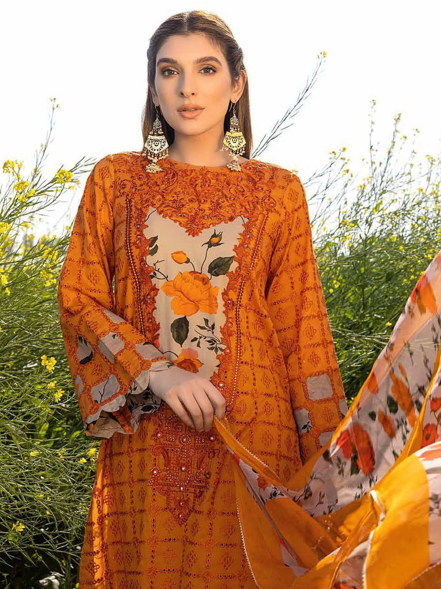 Charizma Zard Chikankari Lawn Unstitched 3 Piece Suit CCK-03