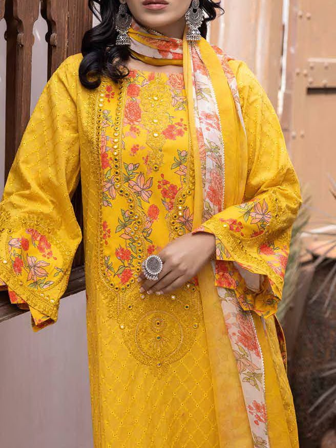 Charizma Zard Chikankari Lawn Unstitched 3 Piece Suit CCK-10