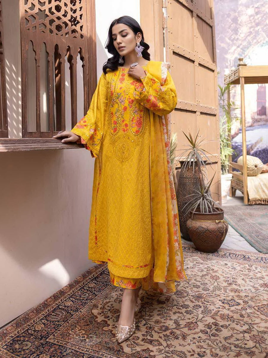 Charizma Zard Chikankari Lawn Unstitched 3 Piece Suit CCK-10