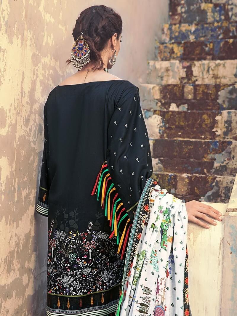 GulAhmed 3Pc Unstitched Embroidered Suit with Cotton Net Dupatta CD-40 - FaisalFabrics.pk