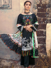 GulAhmed 3Pc Unstitched Embroidered Suit with Cotton Net Dupatta CD-40 - FaisalFabrics.pk