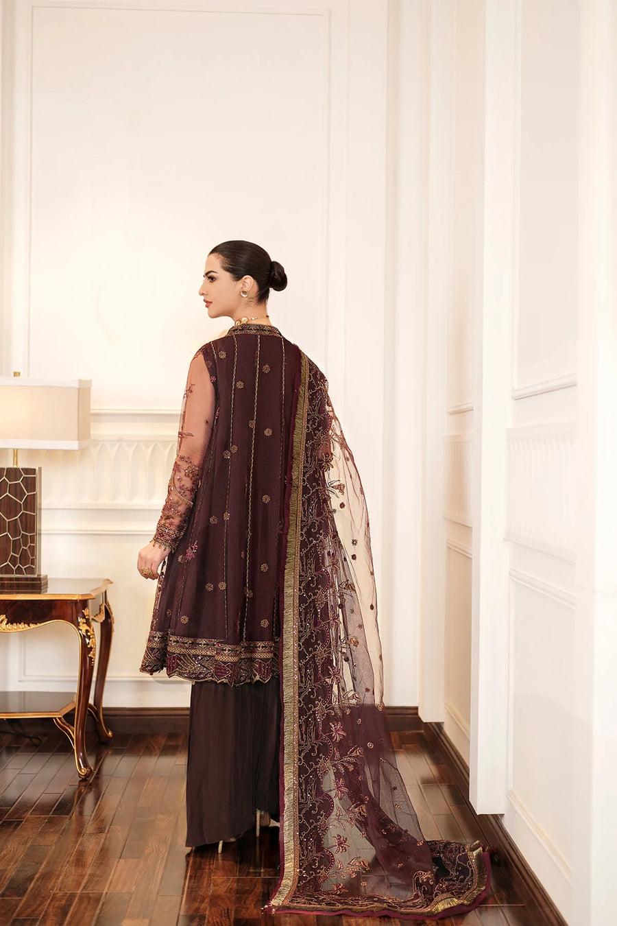 FARASHA Lueur Unstitched Embroidered Luxury Net Suit 01-CELINE