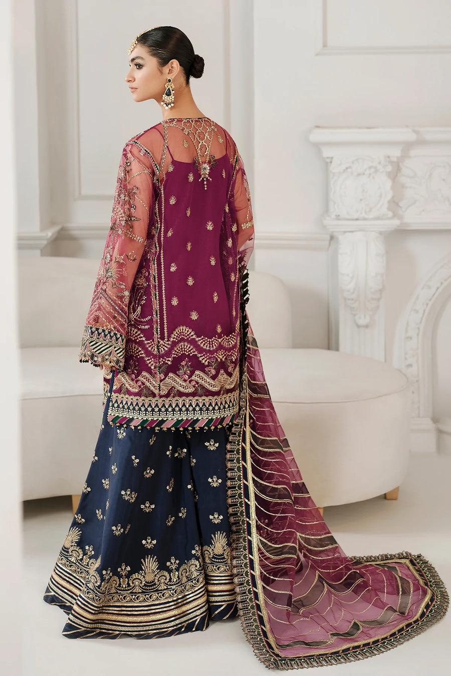 BAROQUE Chantelle Unstitched Embroidered Net 3Pc Suit CH10-D03