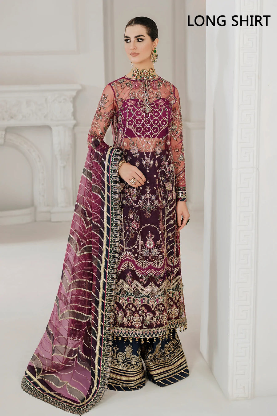 BAROQUE Chantelle Unstitched Embroidered Net 3Pc Suit CH10-D03