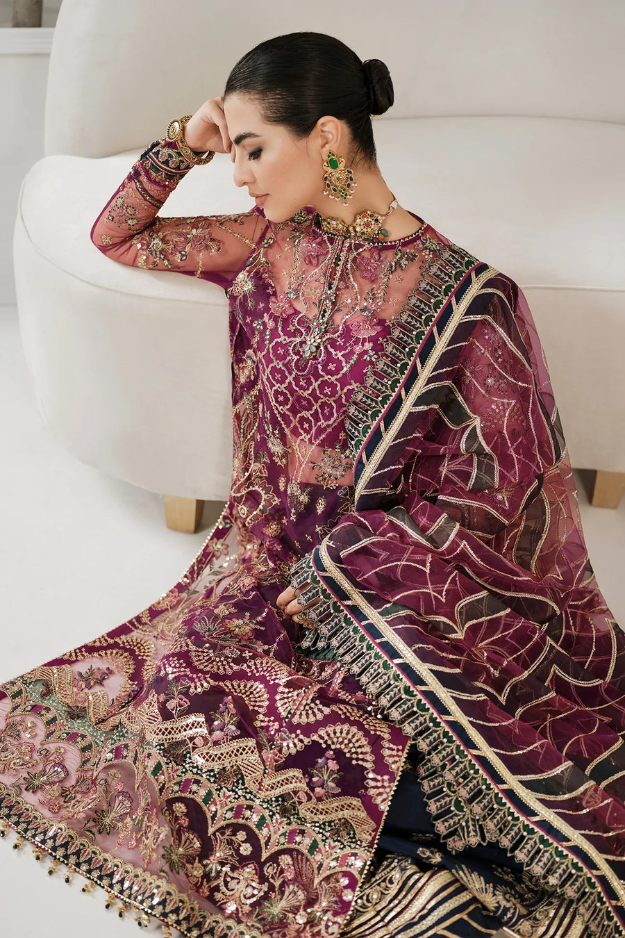 BAROQUE Chantelle Unstitched Embroidered Net 3Pc Suit CH10-D03