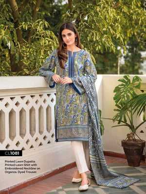 Gul Ahmed Essential Embroidered Lawn 3Pc Suit CL-1081 - FaisalFabrics.pk