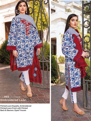 Gul Ahmed Essential Embroidered Lawn 3Pc Suit CL-1193 - FaisalFabrics.pk