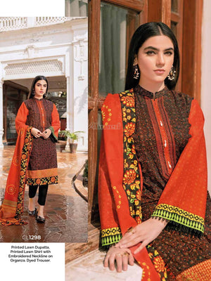 Gul Ahmed Essential Embroidered Lawn 3Pc Suit CL-1298 - FaisalFabrics.pk