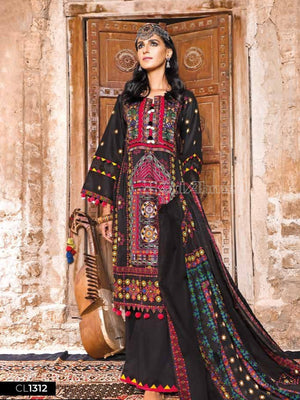 Gul Ahmed Essential Embroidered Lawn 3Pc Suit CL-1312 - FaisalFabrics.pk