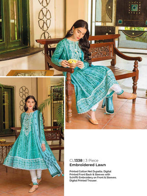 Gul Ahmed Essential Embroidered Lawn 3Pc Suit CL-1338 - FaisalFabrics.pk