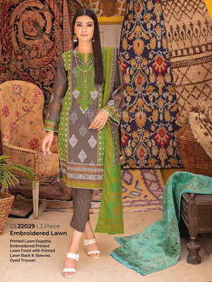 Gul Ahmed Essential Embroidered Lawn 3Pc Suit CL-22029 - FaisalFabrics.pk