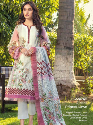 Gul Ahmed Essential Printed Lawn 3Pc Suit CL-22076B - FaisalFabrics.pk