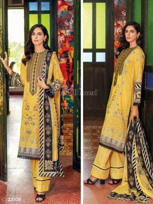 Gul Ahmed Essential Embroidered Lawn 3Pc Suit CL-22108 - FaisalFabrics.pk