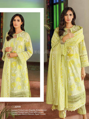 Gul Ahmed Essential Embroidered Lawn 3Pc Suit CL-22119 - FaisalFabrics.pk