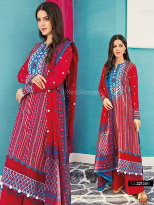 Gul Ahmed Essential Embroidered Lawn 3Pc Suit CL-22153B - FaisalFabrics.pk