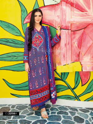 Gul Ahmed Essential Embroidered Lawn 3Pc Suit CL-22156A - FaisalFabrics.pk