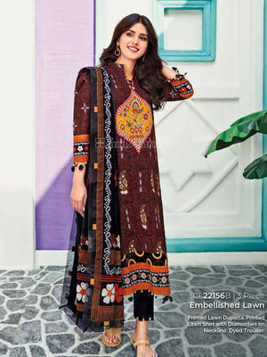 Gul Ahmed Essential Embroidered Lawn 3Pc Suit CL-22156B - FaisalFabrics.pk