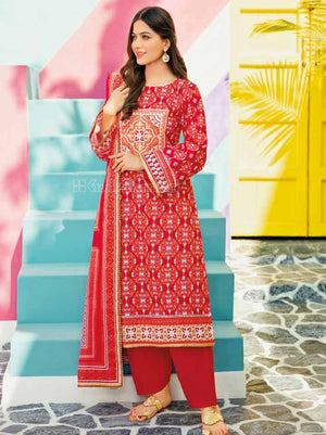 Gul Ahmed Essential Embroidered Lawn 3Pc Suit CL-22157B - FaisalFabrics.pk