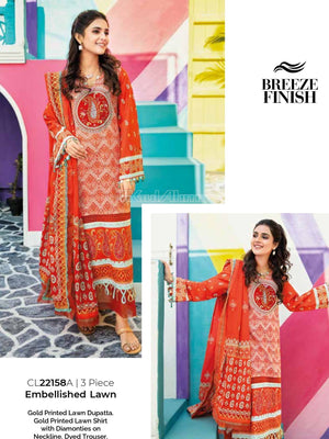 Gul Ahmed Essential Embroidered Lawn 3Pc Suit CL-22158A - FaisalFabrics.pk