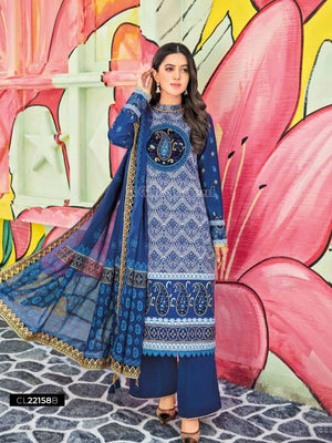 Gul Ahmed Essential Embroidered Lawn 3Pc Suit CL-22158B - FaisalFabrics.pk