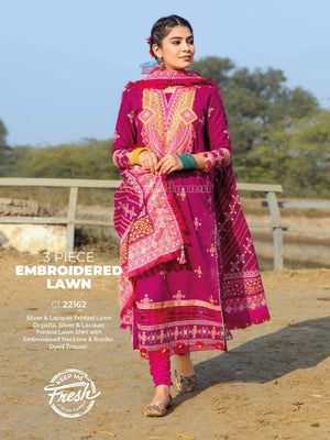 Gul Ahmed Essential Embroidered Lawn 3Pc Suit CL-22162 - FaisalFabrics.pk