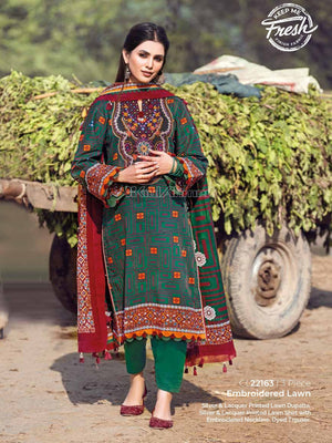 Gul Ahmed Essential Embroidered Lawn 3Pc Suit CL-22163 - FaisalFabrics.pk