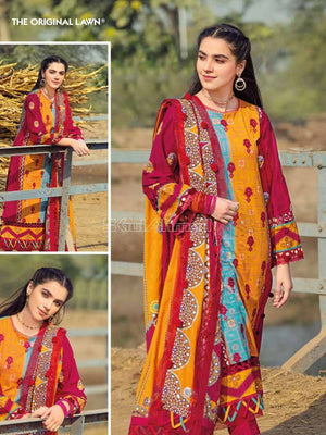 Gul Ahmed Essential Embroidered Lawn 3Pc Suit CL-22164 - FaisalFabrics.pk