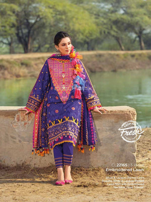 Gul Ahmed Essential Embroidered Lawn 3Pc Suit CL-22165 - FaisalFabrics.pk