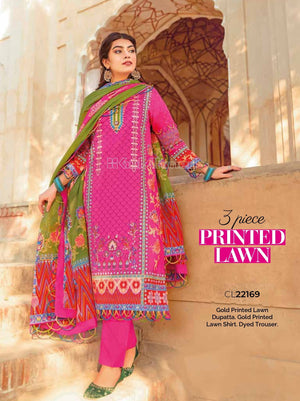 Gul Ahmed Essential Printed Lawn 3Pc Suit CL-22169 - FaisalFabrics.pk